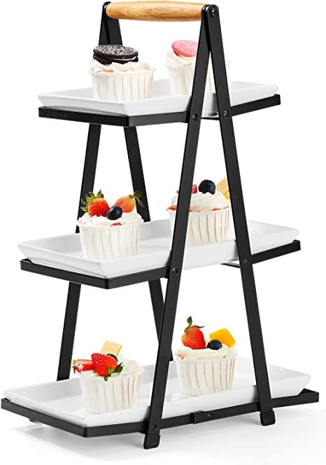 Amazon.com: Yedio 3 Tier Serving Tray, Porcelain Three Tiered Serving Trays Platters for Cake Dessert Fruit Appetizers Cupcake, Foldable Ceramic Serving Stand for Party Entertaining Food Display, Dishwasher Safe : Home & Kitchen Fruits Desserts, 3 Tier Serving Tray, Tiered Serving Tray, Tier Serving Tray, Ceramic Trays, Fruit Appetizers, Serving Stand, Entertaining Food, Serving Tray Set