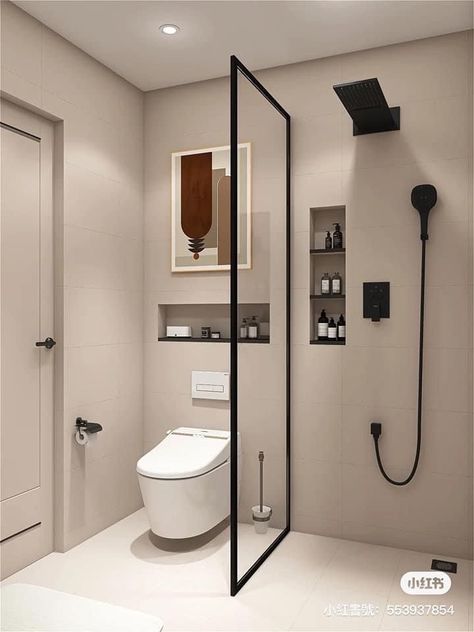 Small Bath And Toilet Ideas, Square Bathroom Design Layout, Bathroom Under Stairs With Shower Layout, Niche Bathroom, Mini Bad, Toilet And Bathroom Design, Bathroom Design Small Modern, Bathroom Interior Design Modern, Bilik Air