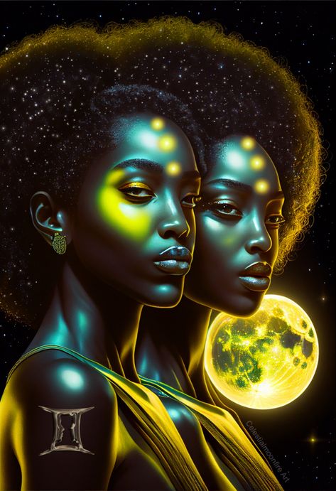 #gemini #geminifacts #gemini_art #geminizodiacstarsignhoroscope #fullmoon #astrology #astrologyaesthetic Gemini Astrology Art, Gemini Witch, Zodiac Gemini Art, Gemini Photoshoot, Gemini Full Moon, Uncertainty Principle, Gemini Wallpaper, Gemini Art, Afrofuturism Art