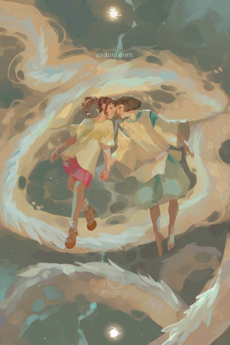 Aw Anqi, Haku X Chihiro, 하울의 움직이는 성, Studio Ghibli Fanart, Personajes Studio Ghibli, Chihiro Y Haku, Ghibli Studio, Arte Peculiar, Ghibli Artwork