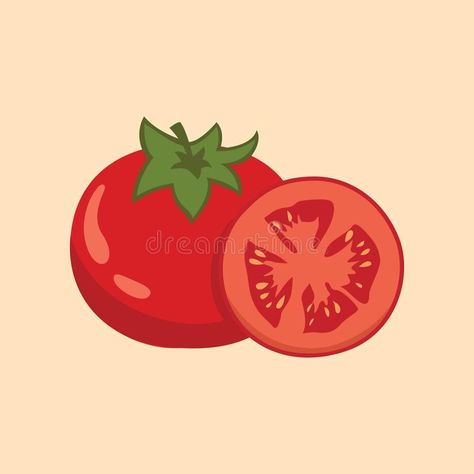 Tomato Fruit and Slice Vector illustration Flat Design vector illustration Tomato Vector, Tomato Illustration, Tomato Slice, Tomato Fruit, Flat Design Icon, Inspiration Poster, Poster Graphic, Illustration Flat, Design Icon