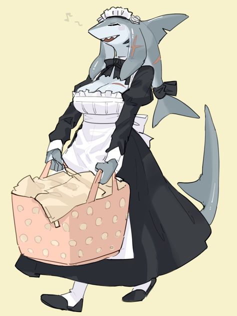 Cleaning Maid, Shark Girl, Character Design Male, Know Your Meme, Monster Girl, Dnd Characters, Art Block, Funny Anime Pics, Cartoon Character