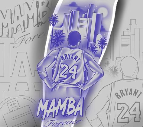 Kobe Leg Tattoo, Mamba Mentality Tattoo Design, Kobe Tattoo Black Mamba, Kobe Bryant Tattoo Design, Kobe Tattoo Designs, Kobe Tribute Tattoo, Kobe Bryant Silhouette, Mamba Mentality Tattoo, Kobe Tattoos Ideas