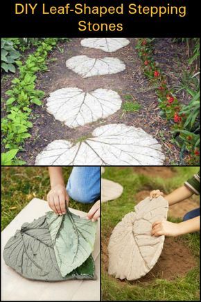 Make these DIY leaf-shaped stepping stones for you garden! Diy Leaf, Concrete Leaves, Stepping Stones Diy, Diy Leaves, Garden Stepping Stones, Garden Steps, Garden Art Projects, Kraf Diy, Garden Yard Ideas