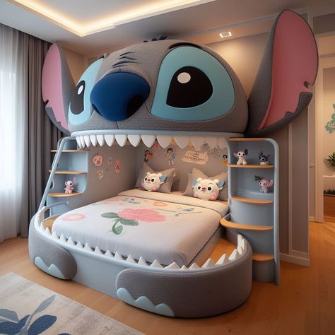 Stitch to bedroom Lilo And Stitch Bedroom, Stitch Furniture, Stitch Rooms, Stitch Room Ideas, Stitch Bedroom Ideas, Stitch Bedroom, Stitch Bed, Disney Kids Rooms, Stitch Room