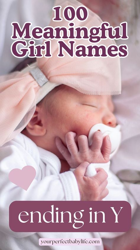 A newborn baby girl with a pink bow for an article about 100 meaningful girl names that end in Y Adorable Girl Names, Sweet Baby Girl Names, Girl Names With Meaning, L Names, Unique Girl Names