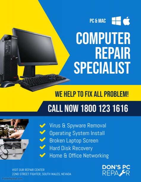 Computer Repair & Services Flyer Template Computer Services Banner, Computer Banner Design, Computer Shop Design, Computer Poster Design, Computer Poster, Computer Repair Business, Shop Banner Design, Computer Diy, Computer Logo