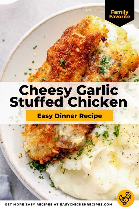 Garlic Stuffed Chicken, Easy Stuffed Chicken Recipes, Weeknight Dinner Chicken, Cheese Stuffed Chicken Breast Recipes, Chicken Breast Dinners, Cheese Stuffed Chicken Breast, Chicken Breast Recipes Baked, Stuffed Chicken Breast, Mozzarella Recipes