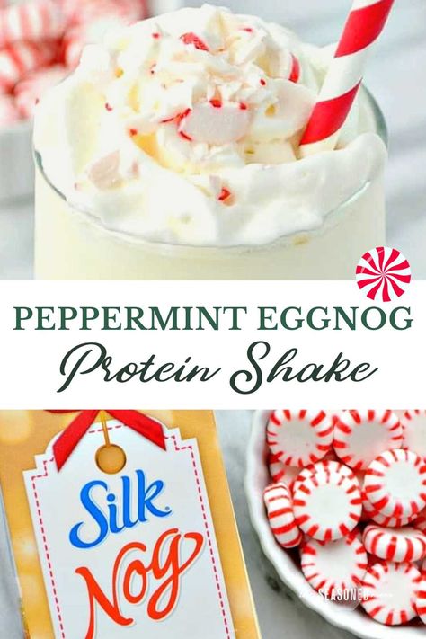 Indulge in the comforting tastes of the holiday season with a dairy-free, egg-free Peppermint Dairy Free Eggnog Protein Shake! It’s a cool, creamy, and energizing easy breakfast or snack option to see you through the busiest time of year! Eggnog Protein Shake, Dairy Free Eggnog, Peppermint Eggnog, Eggnog Shake, Dairy Free Egg Nog, Premier Protein Shakes, Protein Shake Smoothie, Premier Protein, Pumpkin Spice Coffee