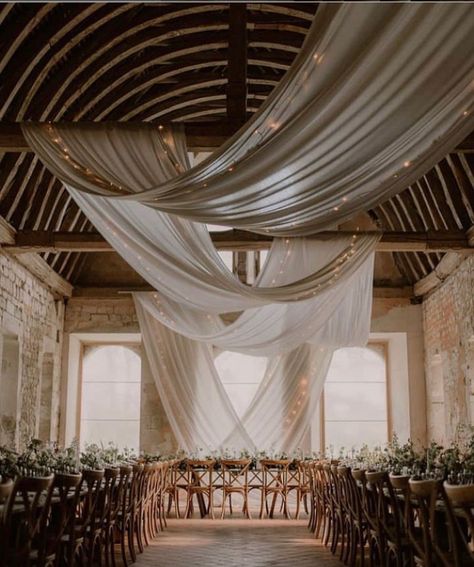 Draping Wedding Reception, Ceiling Draping Wedding, Reception Ceiling, Rooftop Wedding Ceremony, Wedding Drapery, Wedding Draping, Draping Wedding, Wedding Ceiling, Ceiling Draping