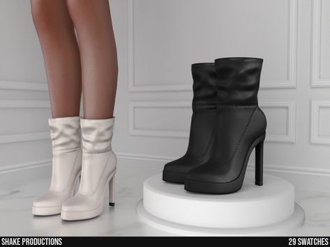 Mods Sims 4, Mod Shoes, The Sims 4 Pc, Cc Shoes, Sims 4 Cc Shoes, Pelo Sims, Sims 4 Mm Cc, Leather High Heel Boots, Sims 4 Teen