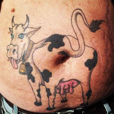 Joke Tattoos, Tattoo For 3, Y Tattoo, First Tattoos, Tattoos Funny, Terrible Tattoos, See Tattoo, Cow Tattoo, Optical Illusion Tattoo