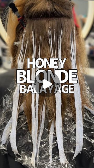 Adina Pignatare | BALAYAGE | HAIR VIDEOS | EDUCATOR on Instagram: "That honey blonde 🍯 Step by Step Balayage. Do you actually paint your balayage applications?   Of course I started with #metaldetox - this will neutralize any metals in the hair to create a safe canvas to paint on top of! It’s so easy to use, just mist it on in sections. No down time.  I painted with @lorealpro #blondstudio 8 with 40 volume. I like my ratio 1 scoop to 2oz of developer. I glossed with #dialight 10.01 with 9 Volume.   🍯 Things to remember when balayaging: - never let go of tension  - keep your brush on its side  - saturation is important to get the right amount of lift. You shouldn’t be able to see thru the lightener  - open air is less aggressive - your section shouldn’t be wider than your✌🏻sign   #loreal Caramel Blonde Hair, Baylage Hair, Blonde Hair With Roots, Winter Blonde, Lowlights Blonde, Color Video, Balayage Blond, Hair Gloss, Hair Halloween