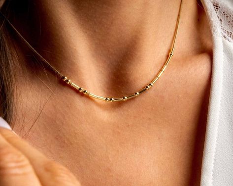 Minimalist Beaded Necklace Dainty Beaded Necklace Minimalist Necklace Delicate Gold Beaded Necklace Tiny Colorful Necklace - Etsy Gold Beaded Necklace, Cool Nike Wallpapers, Colorful Necklace, Nike Wallpaper, Gold Bead Necklace, Necklace Minimalist, Gifts For Everyone, Necklace Dainty, Colourful Necklace