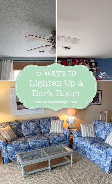 Dark rooms? Have no fear - check out these five ways to lighten up those dark rooms and create a dreamy space. | Pretty Handy Girl | #prettyhandygirl #homedecor #homeideas Button Pendant, Dark Basement, Classroom Makeover, A Dark Room, Ceiling Texture, Popcorn Ceiling, Dark House, Dark Home, Uh Oh