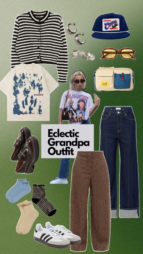 eclectic grandpa eclectic grandma outfit inspiration women’s fashion style adidas sambas Emma chamberlain jeans Emma Chamberlain Jeans, Eclectic Grandma, Grandma Outfit, Grandpa Fashion, Grandpa Outfit, Emma Chamberlain Outfits, Grandma Clothes, Eclectic Outfits, Outfit Inspiration Women