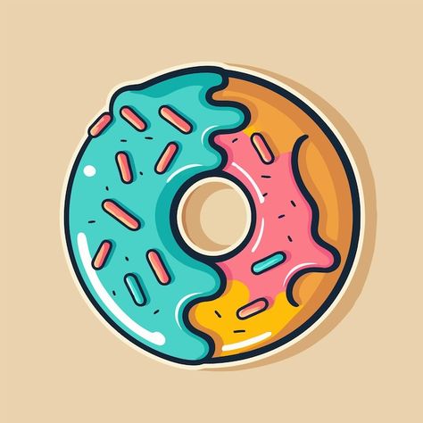 Vector donut bakery store logo cartoon d... | Premium Vector #Freepik #vector #donut-logo #bakery-shop #donuts-doughnut #doughnut Kids Fest, Donut Cartoon, Donut Store, How To Draw Anything, Donut Logo, Donut Art, Donut Vector, Food Logo Design Inspiration, Bakery Store