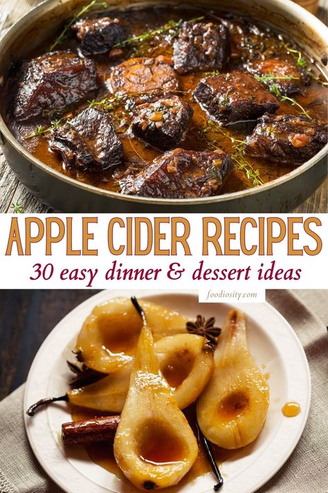 Dinner Recipes With Apple Cider, Recipe With Apple Cider Vinegar, Apple Cider Soup, Cider Recipes Food, Apple Cider Tea Recipes, Apple Cider Juice Recipes, Apple Cider In Recipes, Apple Cider Stew, Apple Cider Uses Food