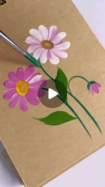 How To Paint Acrylic Flowers On Canvas, Drawing Pink Aesthetic, Spring Flower Painting, Cookie Flowers, Genuine Happiness, Painting Flowers Tutorial, Flower Painting Canvas, Peace Art, Umbrella Designs