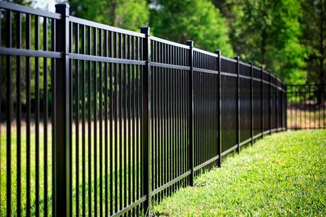 Aluminum Fence Gate, Aluminum Fencing, Black Fence, Backyard Fence, Fencing Material, Fencing & Gates, Types Of Fences, Fence Styles, Steel Fence