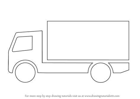 Learn How to Draw a Truck for Kids (Trucks) Step by Step : Drawing Tutorials Truck Drawing Easy, Flip Books Diy, Car Drawing Easy, Alphabet Letters To Print, Truck Drawing, Drawing Sunset, Napkin Art, Pre Primary, Border Ideas