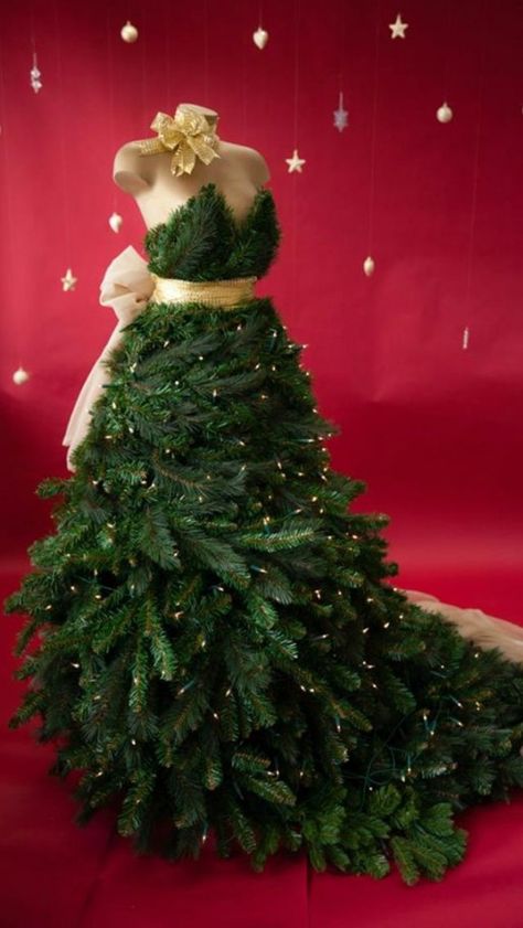 My Top Ten Christmas Tree Dresses Dress Form Christmas Tree, Mannequin Christmas Tree, Christmas Tree Dress, Tree Dress, Oh Christmas Tree, Navidad Diy, Holiday Christmas Tree, Dress Forms, Christmas 2015