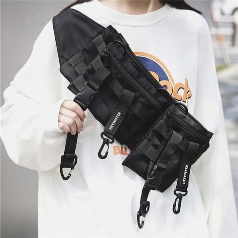 Mode Hip Hop, Sewing Bags, Cyberpunk Fashion, Chest Rig, Outdoor Running, Hip Hop Streetwear, Phone Pouch, Waist Pack, Casual Streetwear