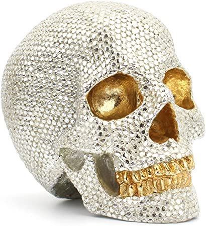 Halloween Crystal Skull Figurine Glitter Skeleton, Celtic Skull, Luxury Halloween, Skull Model, Skull Statue, Retro Crafts, Skull Lover, Flower Sculptures, Resin Craft