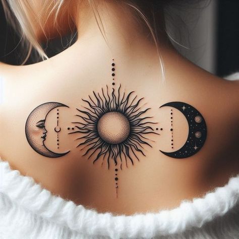 Moon Mandala Tattoo, Eclipse Tattoo, Family Quotes Tattoos, Luna Tattoo, Wiccan Tattoos, Matching Best Friend Tattoos, Ear Tattoo Ideas, Moon Tattoos, Ear Tattoos