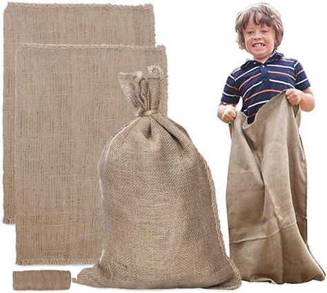 Potato Sack Races, Birthday Party Game, Birthday Party Games For Kids, Tree Bag, Burlap Sacks, Perfect Birthday Party, Burlap Bags, Yard Waste, Garden Birthday