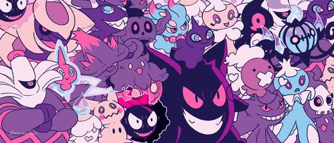 Shea 🍰 on Twitter: "Ghost Parade… " Pokemon Twitter, Pokemon Banner, Ghost Type Pokemon, Gengar Pokemon, Pokemon Halloween, Ghost Pokemon, Pokemon Backgrounds, Ghost Type, 2160x3840 Wallpaper