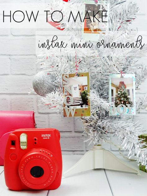 How to Make Instax Mini Ornaments - Living La Vida Holoka - http://www.livinglavidaholoka.com/instax-mini-ornaments/ Picture Ornaments Diy Kids, Instax Crafts, Instax Ornament, Diy Polaroid Ornament, Polaroid Ornament Diy, Instax Mini Christmas Ornament Diy, Polaroid Ornament, Polaroid Christmas Ornament Diy, Polaroid Christmas Ornament