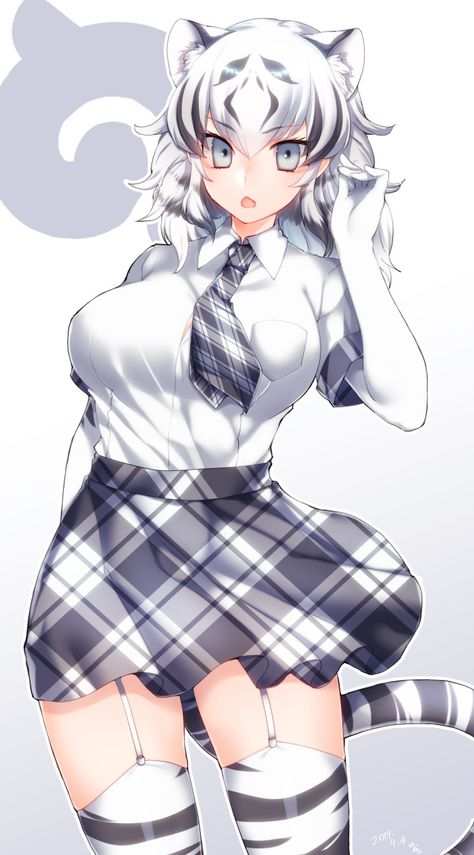 White Tiger Girl, Tiger Girl, Kemono Friends, Drawings Of Friends, Anime Animals, White Tiger, Animal Ears, Anime Images, Art Girl