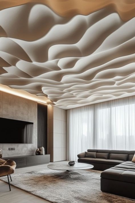 Elevate your room design with statement ceiling trends, from bold colors to textured finishes for a unique look. #StatementCeilings #CeilingTrends Fabric Ceiling Design, Low Ceiling Ideas, Raised Ceiling, Statement Ceiling, Fabric Ceiling, Gypsum Ceiling, Ceiling Detail, Ceiling Design Modern, Ceiling Treatments