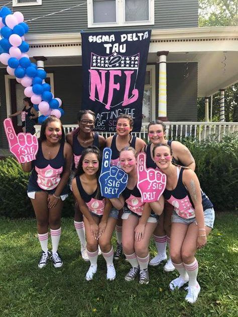 Nfl Bid Day Theme, Recruitment Themes, Recruitment Ideas, Sigma Delta Tau, Theta Phi Alpha, Sorority Bid Day, Bid Day Themes, Nfl Draft, Bid Day