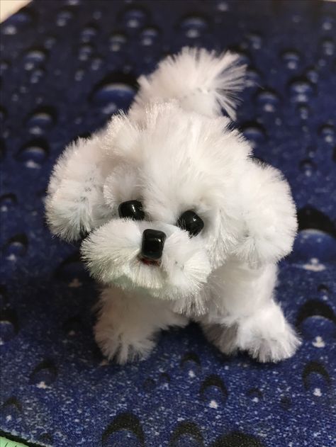 Pipe cleaner and beads little puppy dog Pipe Cleaner Dog, Pipe Cleaner Crafts For Kids, Pipe Cleaner Projects, Craft Pipe Cleaner, Pipe Cleaner Animals, Pipe Cleaner Art, Chenille Crafts, Mini Teddy Bears, Diy Pipe