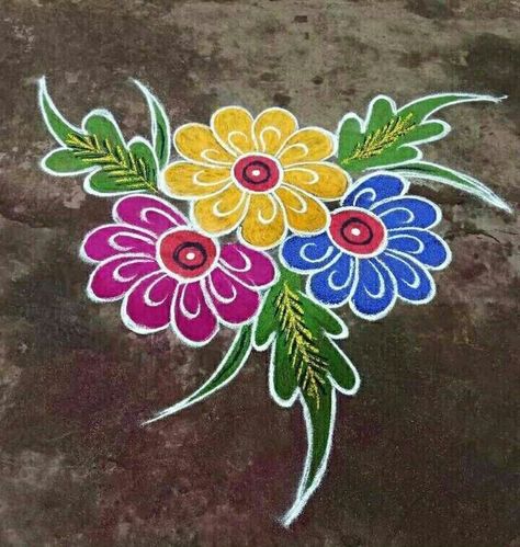 Easiest Rangoli Designs, Rangoli Flower Design, Rangoli Designs Ideas, Flower Design Rangoli, Rangoli Designs New, Flower Rangoli Designs, Sankranthi Muggulu, Easy Rangoli Designs Videos, Very Easy Rangoli Designs