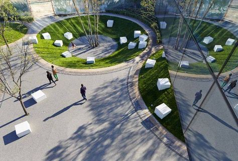 landscaping / cantilevered showroom  / Spark Architects Fox Landscape, City Square, Kids Cafe, Urban Landscape Design, Public Space Design, Landscape And Urbanism, Landscape Architecture Design, Urban Park, Landscape Plans