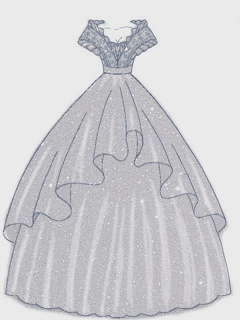 Ballgown Dress Drawing, Puffy Dresses Drawing, Ballgown Sketch Dress Designs, Royal Dresses Drawing, Ball Gown Drawing Reference, Princess Dress Design Drawing, Big Dress Drawing, Ball Dress Drawing, Prom Dresses Drawing