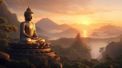 Free AI Image | Buddha statue with nature landscape Buddha Wallpaper Backgrounds, Buddha Image Wallpaper, Buddha Landscape, Gautam Buddha Image, Buddha Pictures, Buddha Background, Lord Buddha Wallpapers, Editing Material, Buddha Life