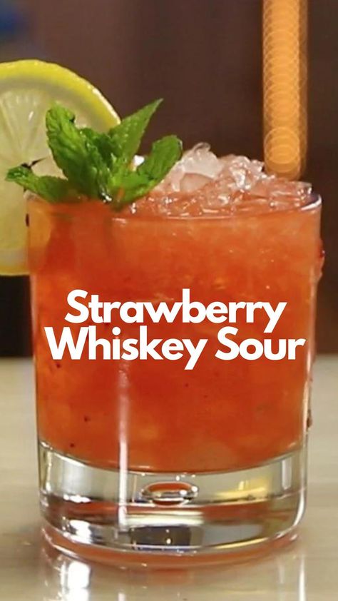 Prepare your taste buds for an extraordinary adventure with the Strawberry Whiskey Sour. This exquisite blend of whiskey’s smoky sophistication and the vibrant tang of strawberries creates a symphony of flavors that dance on your palate. #StrawberryWhiskeySour Whiskey Drinks For Women, Strawberry Whiskey Sour, Strawberry Liquor Recipes, Whiskey Cocktails For A Crowd, Fruity Whiskey Cocktails, Amaretto Stone Sour, Deep Eddys Mixed Drinks, Men Cocktail Drinks, Rodeo Cocktails