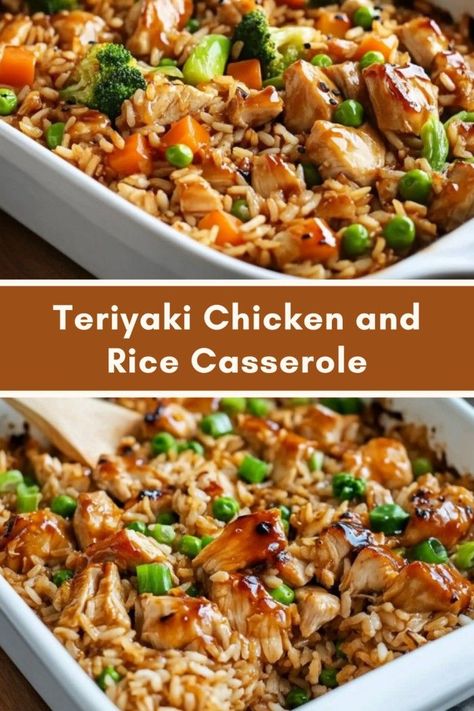 A hearty and flavorful casserole combining tender chicken, vibrant vegetables, and a tangy teriyaki sauce. This dish is easy to prepare and perfect for busy weeknights. Teriyaki Chicken Rice And Broccoli, Recipes With Teriyaki Chicken, Easy Teriyaki Chicken Casserole, Balanced Weeknight Dinner, Chicken Teriyaki Casserole Recipe, Teriyaki Chicken And Rice Bake, Dinner Casserole Recipes Healthy, Quick Easy Asian Meals, Chicken Meal Ideas Easy