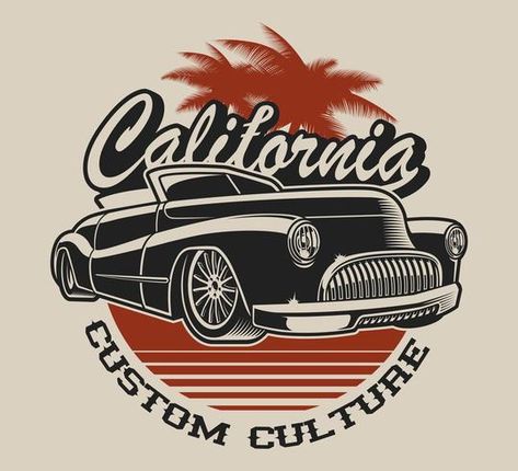 T-shirt design with a classic car Vintage Tshirt Design, Car Logo Design, Logos Retro, Retro Logo Design, Car Vector, Classic Vehicles, Retro Logos, Car Logo, Vintage Logo Design