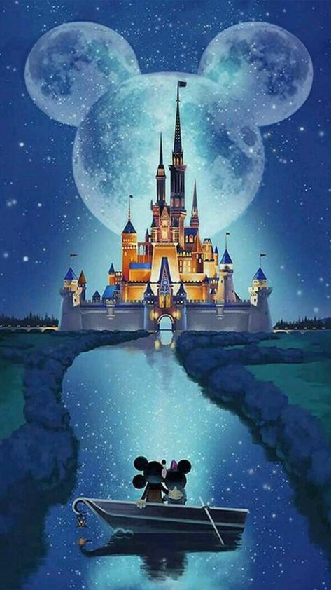 Mickey And Minnie Mouse, Mickey And Minnie, Diamond Painting, Minnie Mouse, Castle, Moon, Disney