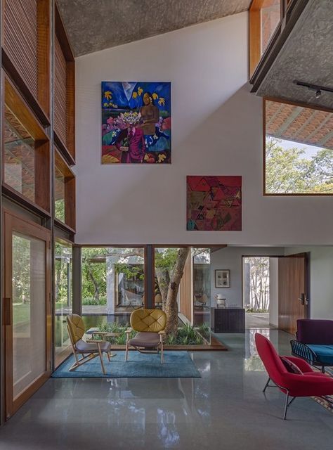 © Shamanth Patil J. Khosla Associates, Tropical House Design, Minimal Living, Tropical House, Patio Interior, Modern Tropical, Indian Home, Contemporary Interior Design, Style At Home