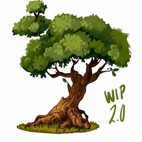 Cartoon Trees, Art Tree, Tree Illustration, Digital Painting Tutorials, Tree Drawing, Landscape Illustration, Deviant Art, Plant Illustration, Environment Design