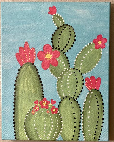 Cactus Paintings, Diy Canvas Art Easy, Cactus Drawing, Cactus Painting, Acrylic Painting Flowers, Hippie Painting, Simple Canvas Paintings, Cute Canvas Paintings, Easy Canvas Art