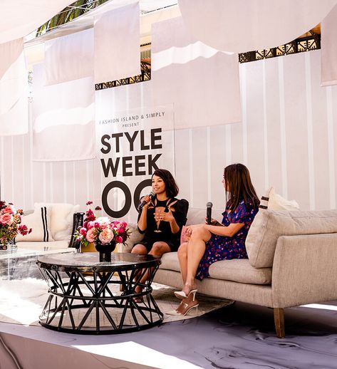 Keynote speaker Kat Graham and SIMPLY founder Sarah Boyd on the StyleWeekOC® stage Launch Event Ideas, Fashion Island, Corporate Events Decoration, Corporate Event Design, Kat Graham, Newport Beach California, Event Design Inspiration, Keynote Speaker, Beauty Event