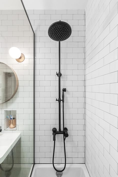 Juno black wall-mounted shower head and hose, #JS9944: Juno Showers. Floor To Ceiling Storage, Matte Black Shower Fixtures, Black Shower Fixtures, Corner Shower Shelf, Black Bathroom Fixtures, Ceiling Storage Rack, Black Fixtures, Shower Remodel Diy, Small Shower Remodel