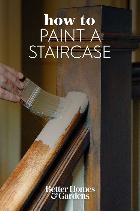 Painted Staircase Railing, Refinish Staircase, Painting Wooden Stairs, Staircase Remodel Diy, Staircase Banister Ideas, Stained Staircase, Painted Wood Stairs, Black Painted Stairs, Stairs Wall Design